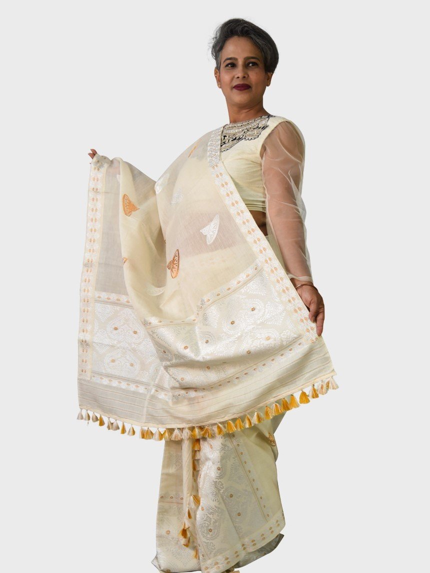 Buy Sretan Woven Mekhela Chador Silk Blend Multicolor Sarees Online @ Best  Price In India | Flipkart.com